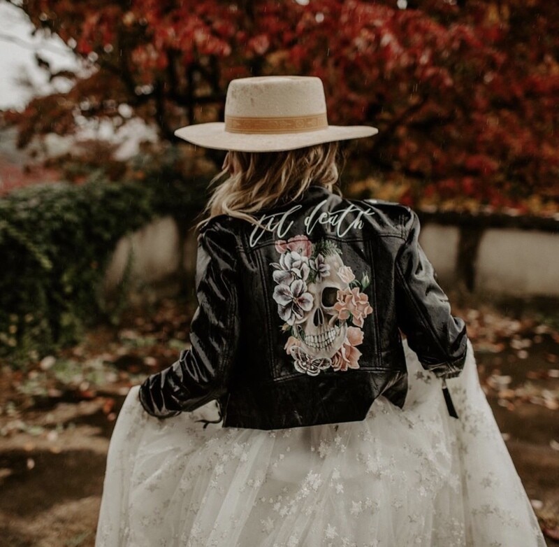 DEPOSIT : Gold Tier Hand Painted Bridal Jacket Customization