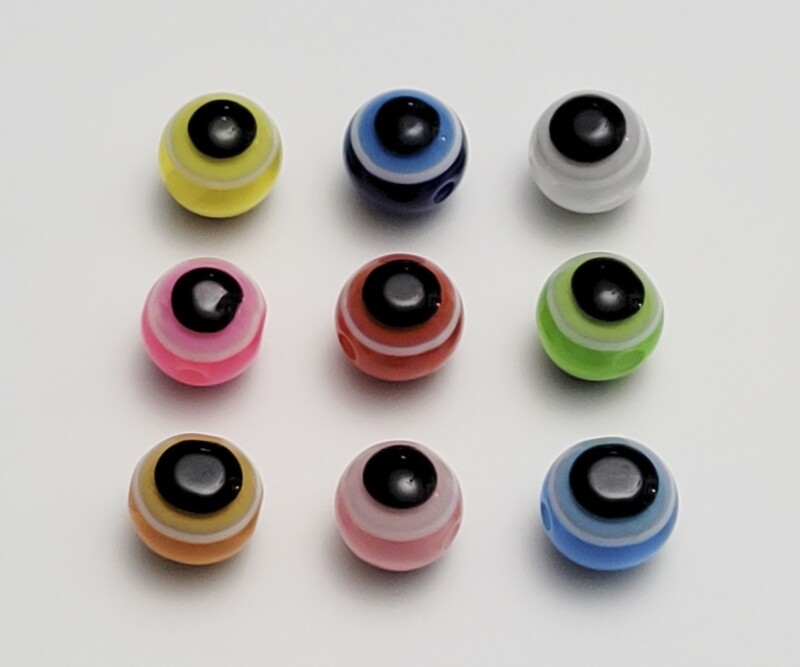 (50) 10mm Eyeball Beads (Mixed Colors)