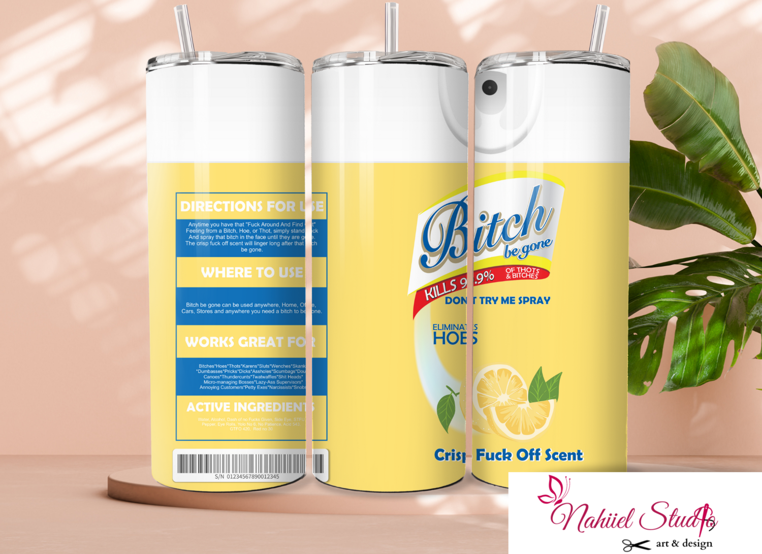 Disinfectant Spray Tumbler with colored lid