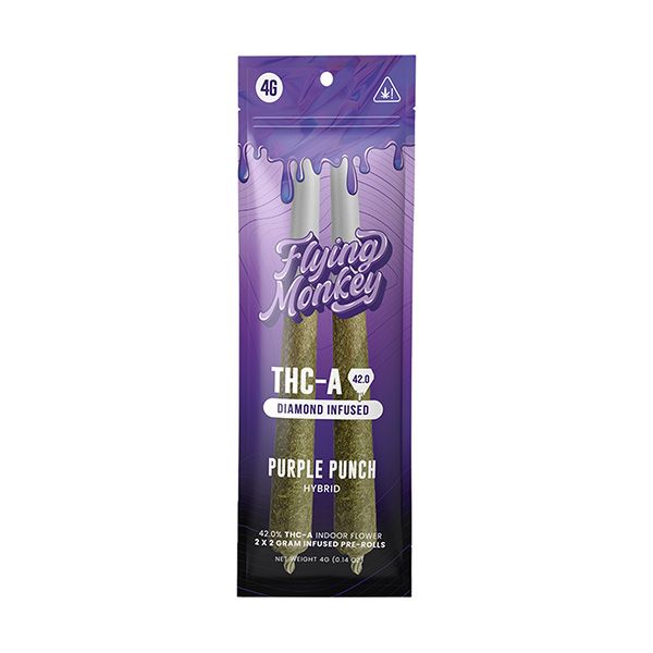 Flying Monkey THC-A Diamond Infused Pre-Roll Purple Punch 4g - 2pk