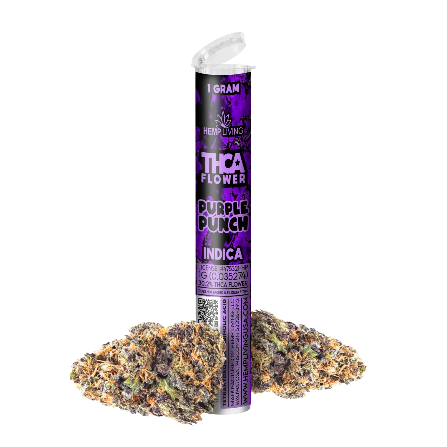Hemp Living THCA Flower 1g Pre-roll -Purple Punch