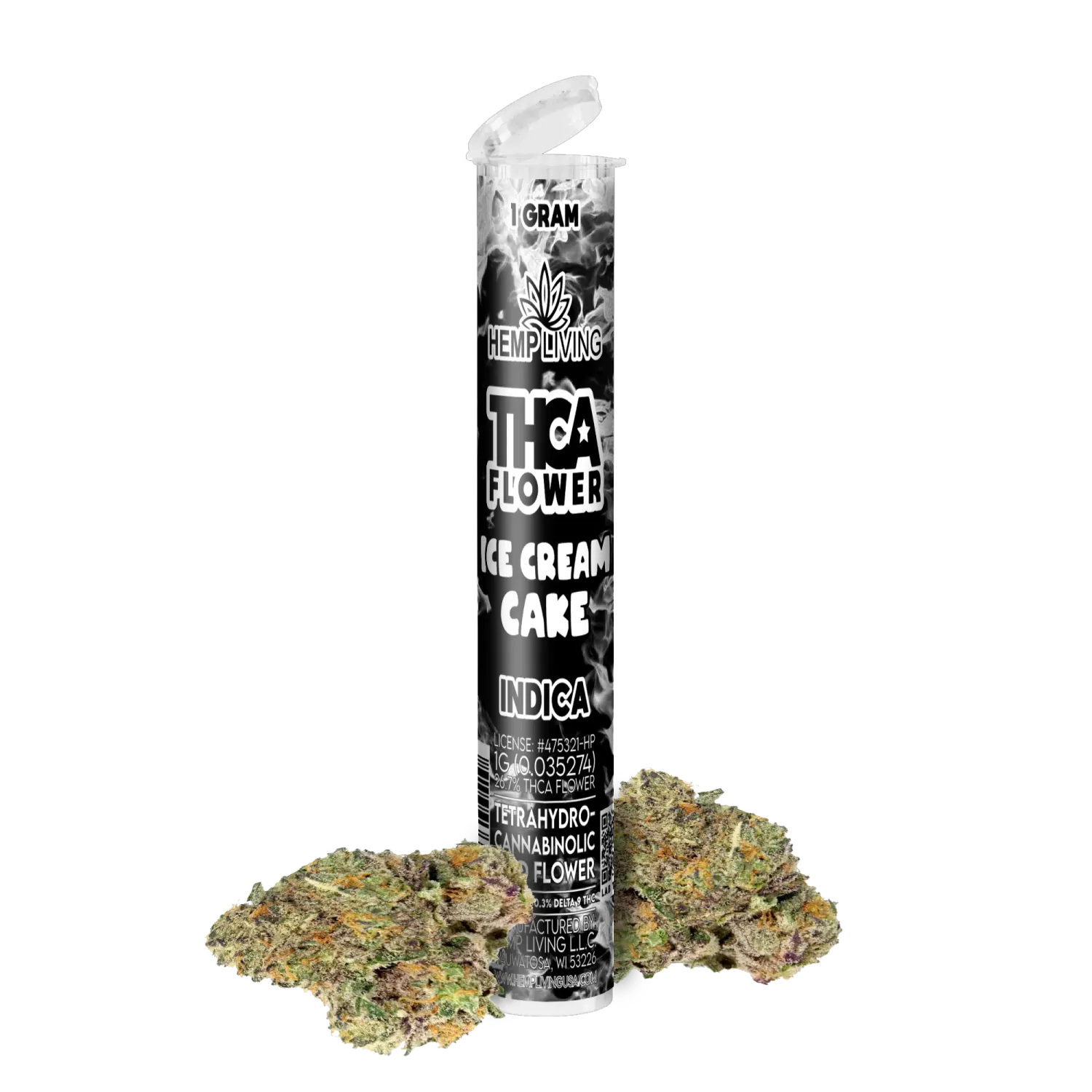 Hemp Living THCA Flower 1g Pre-roll – Ice Cream Cake