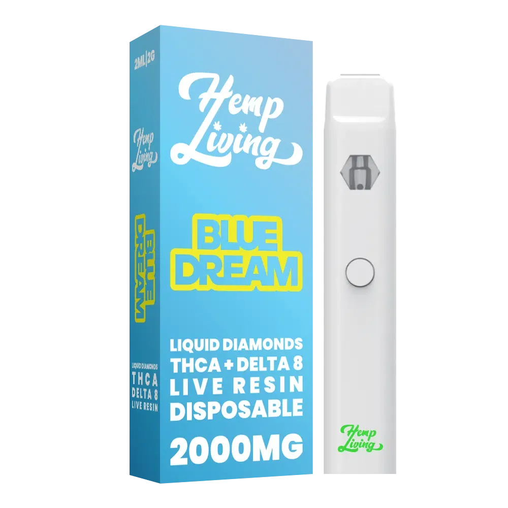 Hemp Living THCA + D8 Live Resin Blue Dream 2G Disposable