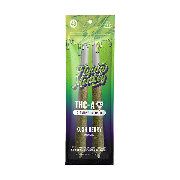 Flying Monkey THC-A Diamond Pre-Roll Kush Berry 4g - 2pk