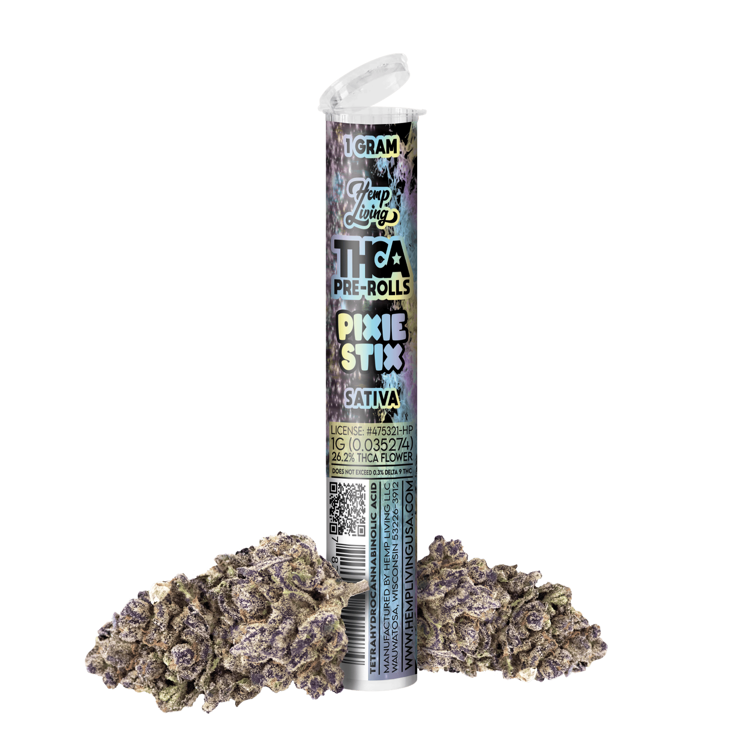 Hemp Living THCA Flower 1g Pre-roll –Pixie Stix