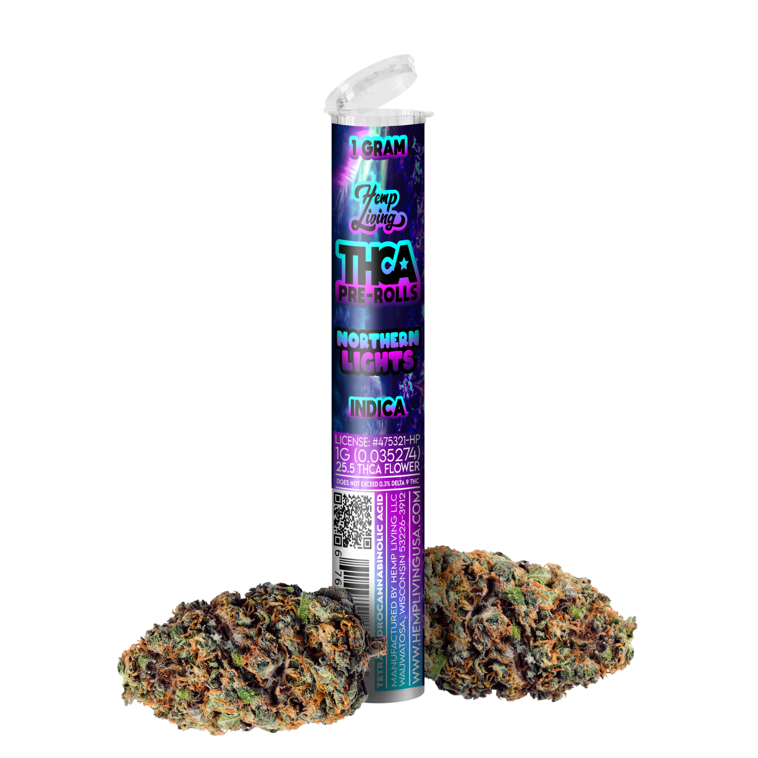 Hemp Living THCA Flower 1g Pre-roll –Northern Lights