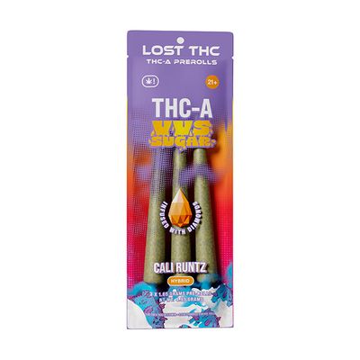 Lost THC THC-A VVS Sugar Pre-Rolls  Cali Runtz 3 Count 4.95 Grams