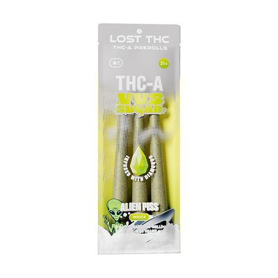 Lost THC THC-A VVS Sugar Pre-Rolls Alien Piss 3 Count 4.95 Grams