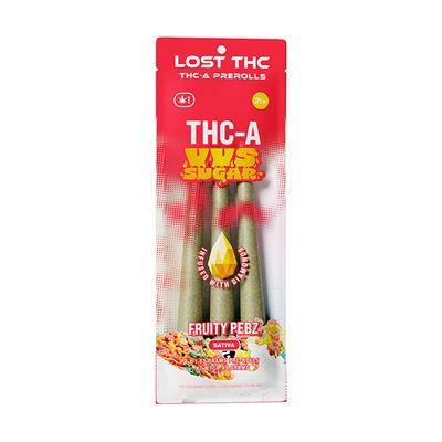 Lost THC THC-A VVS Sugar Pre-Rolls Fruity Pebz 3 Count 4.95 Grams