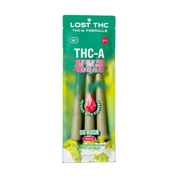 Lost THC THC-A VVS Sugar Pre-Rolls OG Kush 3 Count 4.95 Grams