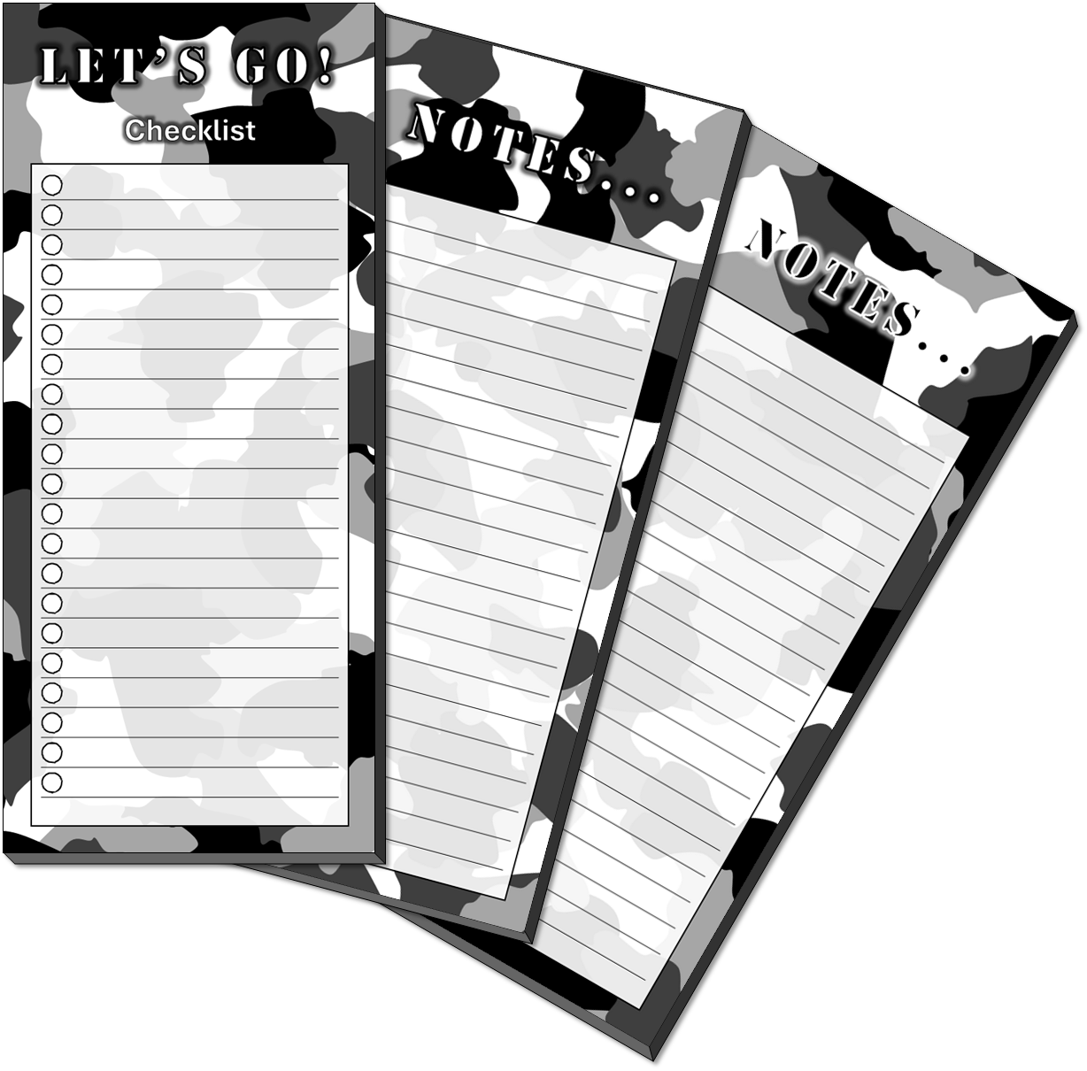3pk Notepads - Black and Gray Camo