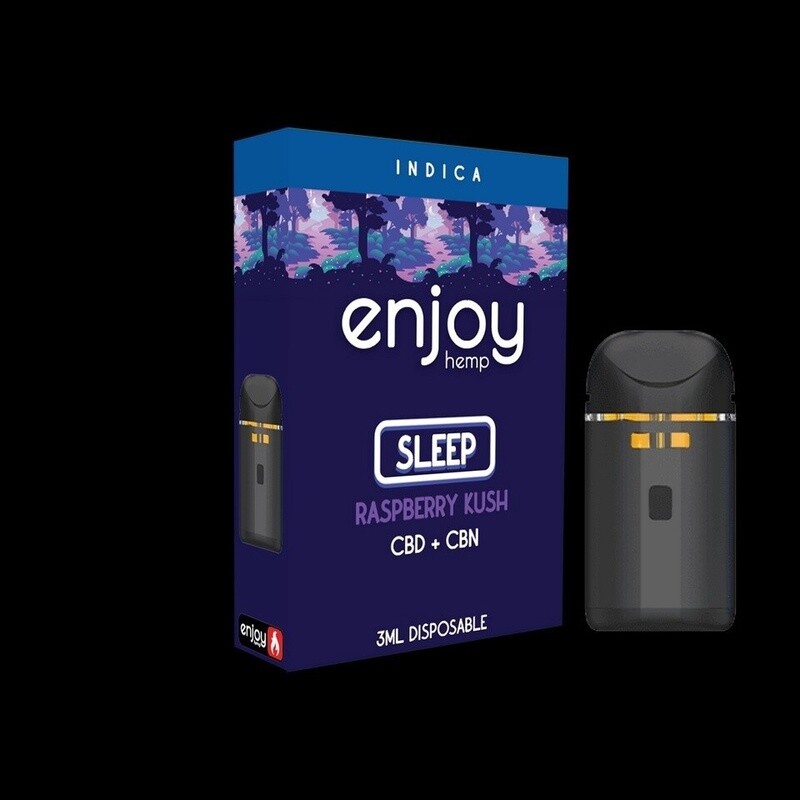 Enjoy: Live Rosin Sleep CBD + CBN 3g Disposable Vape- Raspberry Kush