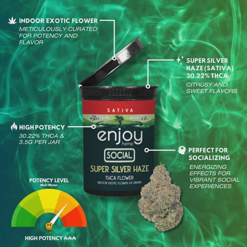 Enjoy: Social Sativa THCa Flower 3.5g - Super Silver Haze