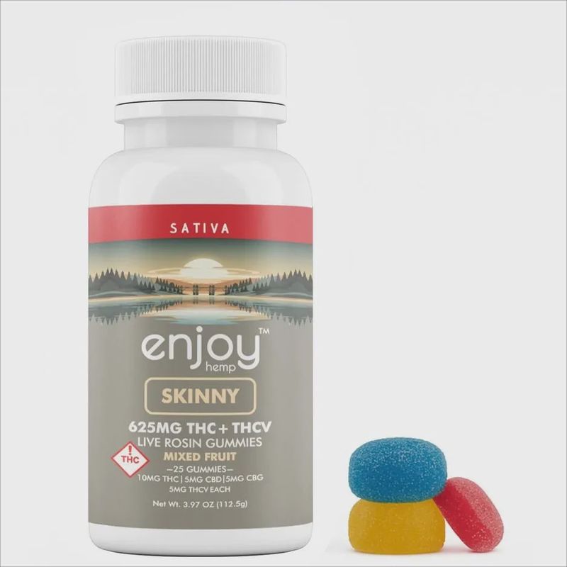 Enjoy: Live Rosin Skinny THC + THCv Gummies 625mg