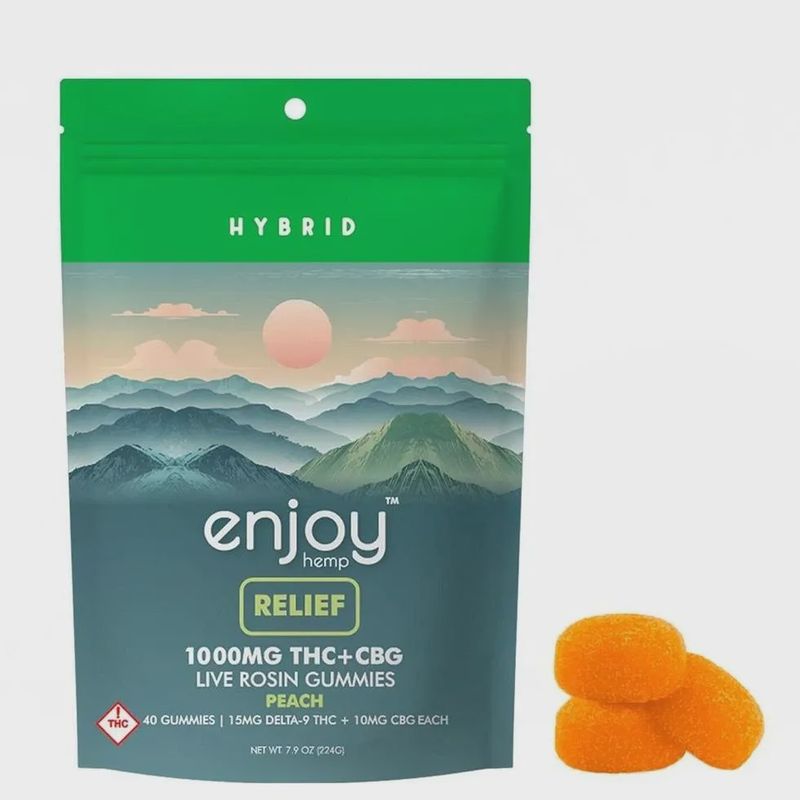 Enjoy: 15mg Live Rosin Delta 9 THC Gummies Relief 40ct