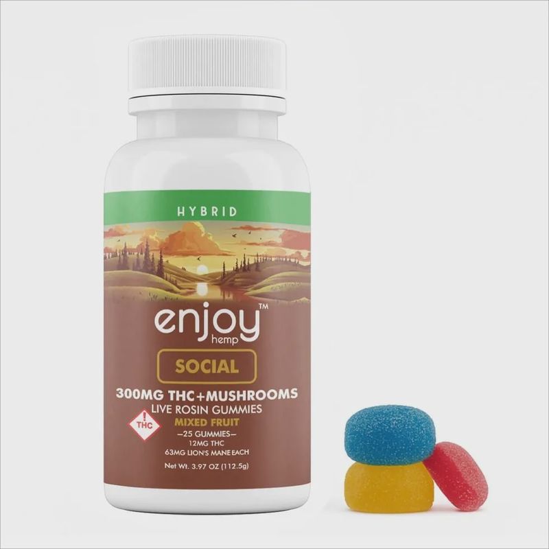 Enjoy: Live Rosin Social THC + Mushroom Gummies 300mg