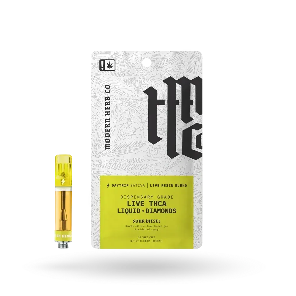 Modern Herb Co: Daytrip Sour Diesel Sativa THCa Liquid Diamonds Vape Cartridge 1g