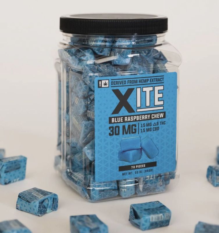 Xite: Blue Raspberry Chews 1:1 THC:CBD 70ct Jar