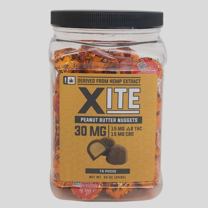 Xite: Peanut Butter Nuggets 1:1 THC:CBD 70ct Jar