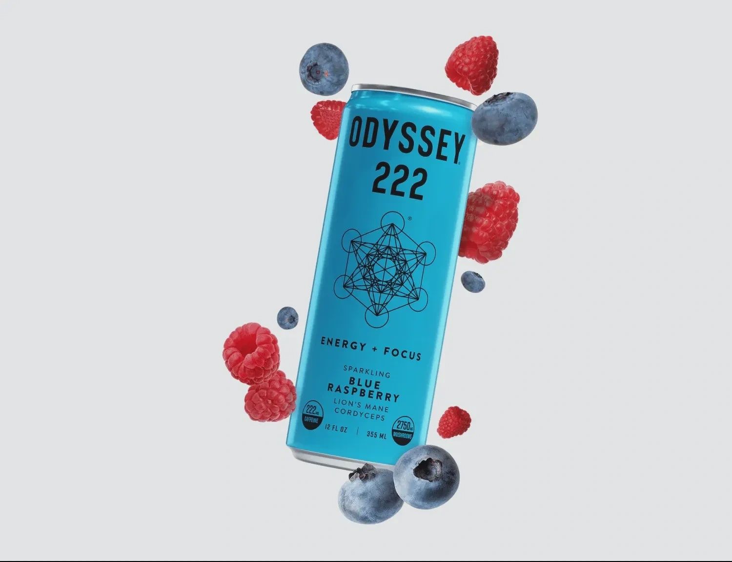 Odyssey: Blue Raspberry 222 Sparkling Mushroom Energy Drink