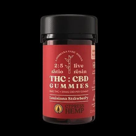 Cypress Hemp: Louisiana Strawberry Sativa 8mg THC &amp; 20mg CBD Gummies