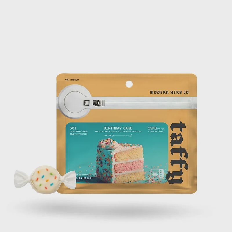 Modern Herb Co: Birthday Cake Hybrid 15mg Live Resin THC Taffy