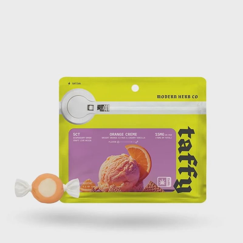 Modern Herb Co: Orange Cream Sativa 15mg Live Resin THC Taffy