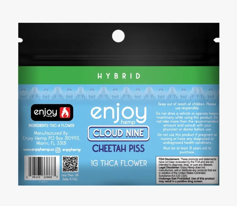 Enjoy: Cloud Nine Cheetah Piss 1g Hybrid THCa Flower