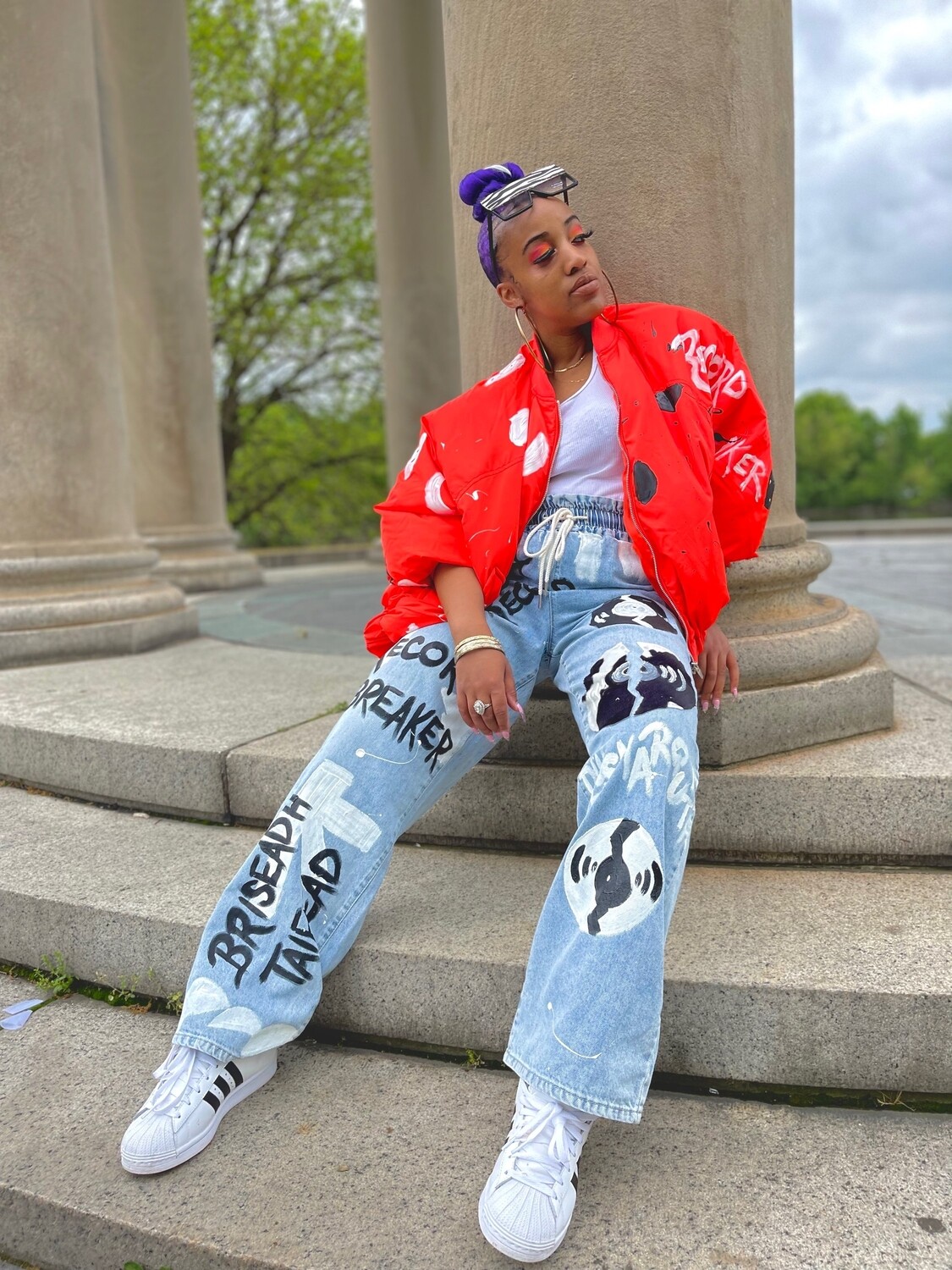 RECORD BREAKER DRAWSTRING WIDE LEG JEANS