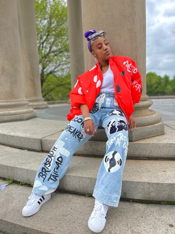 RECORD BREAKER DRAWSTRING WIDE LEG JEANS