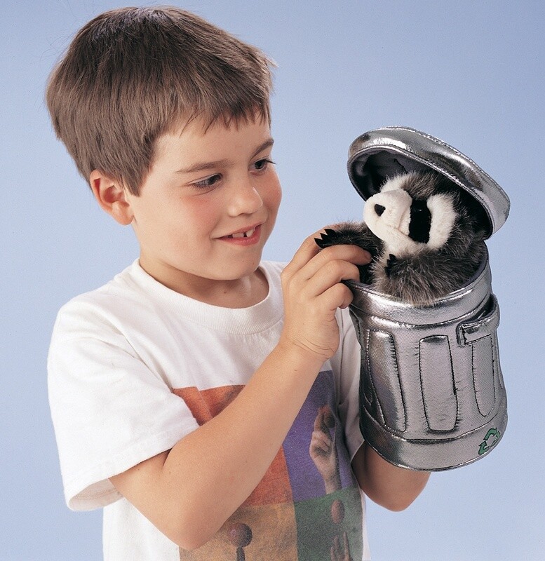Raccoon in Garbage Can