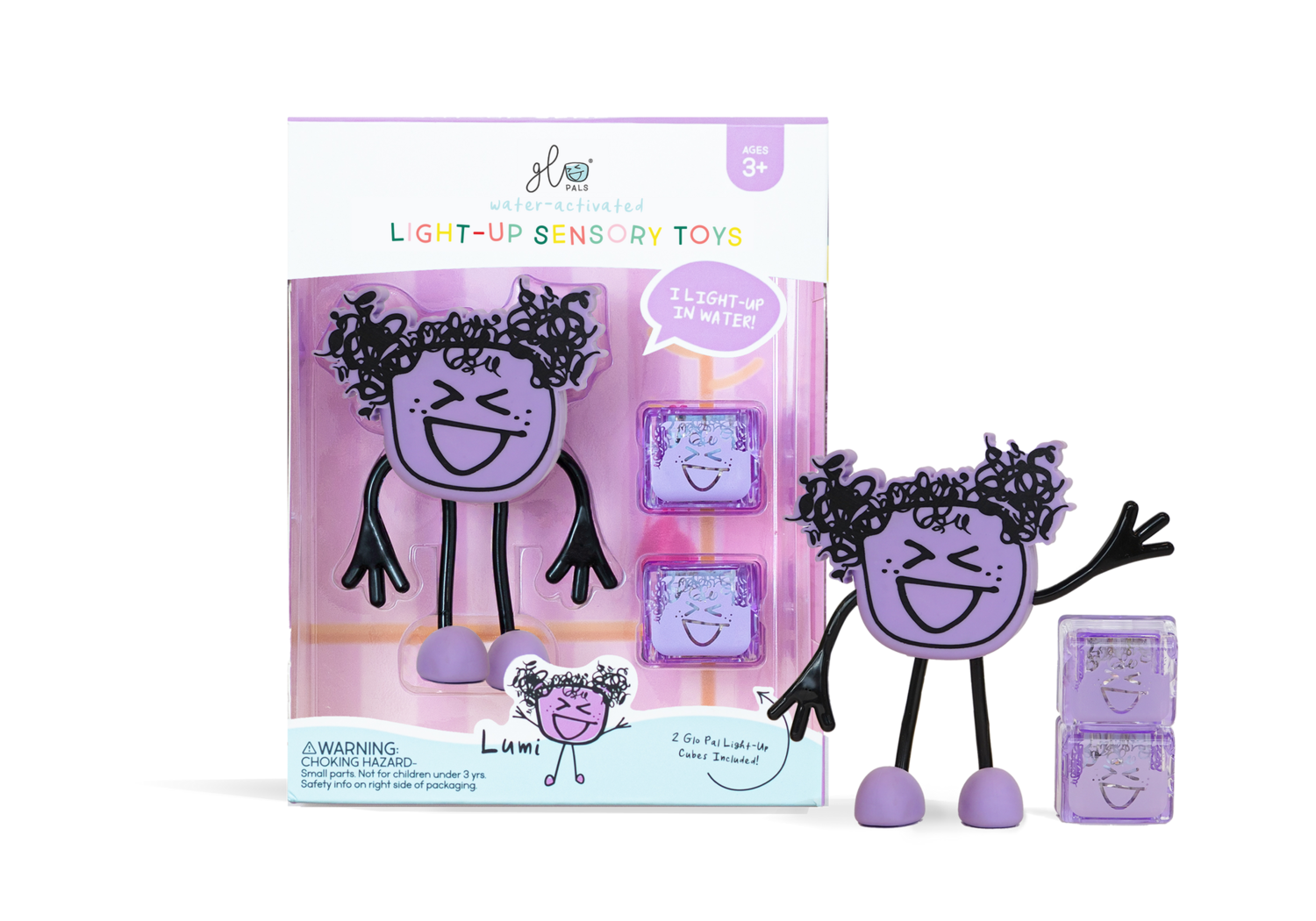 GLO PALS LUMI CHARACTER W/2 LIGHT-UP CUBES