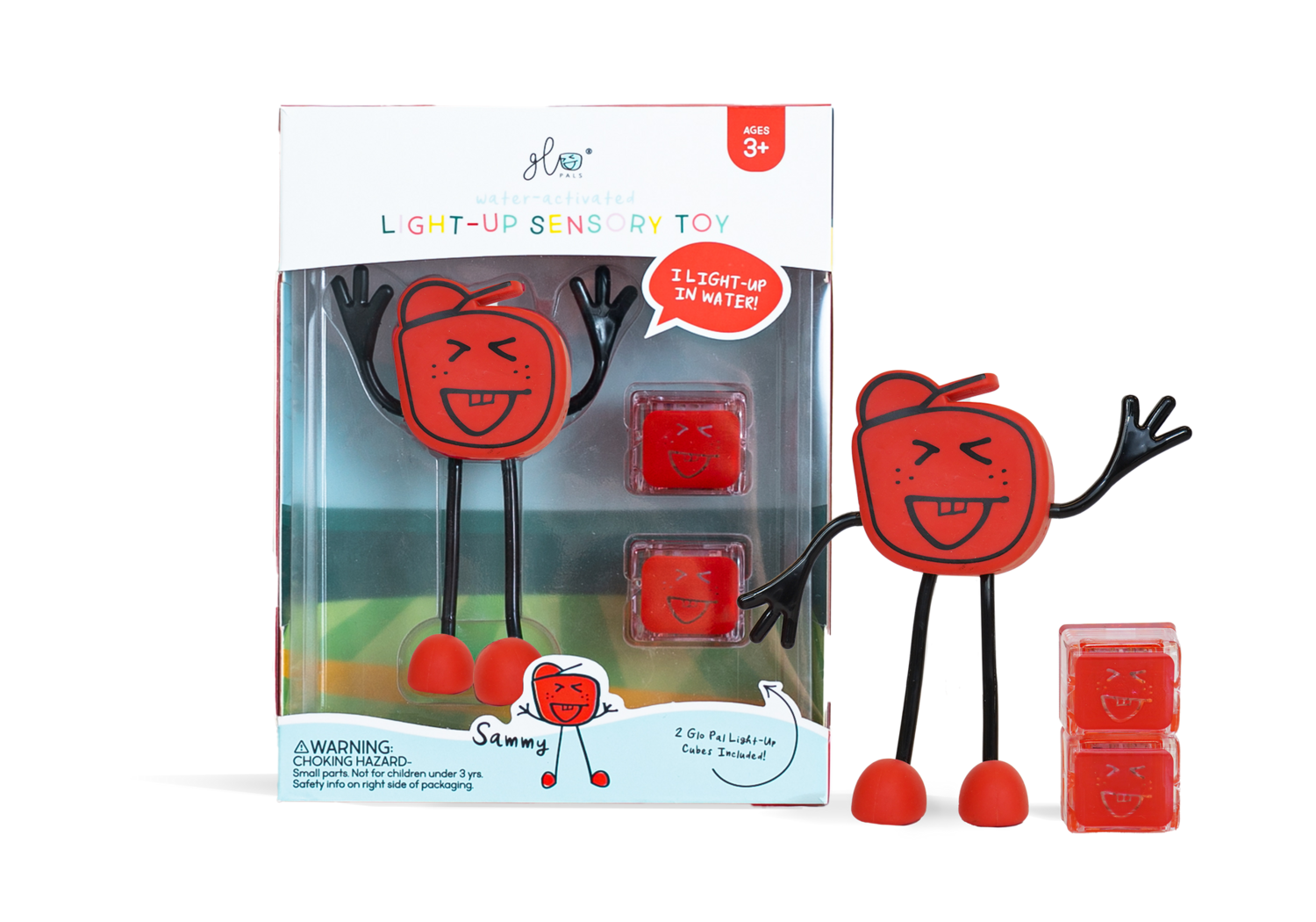 GLO PALS SAMMY CHARACTER W/2 LIGHT-UP CUBES