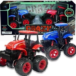 Crazy Truck -Friction Tractor 2 PK Blue &amp; Red