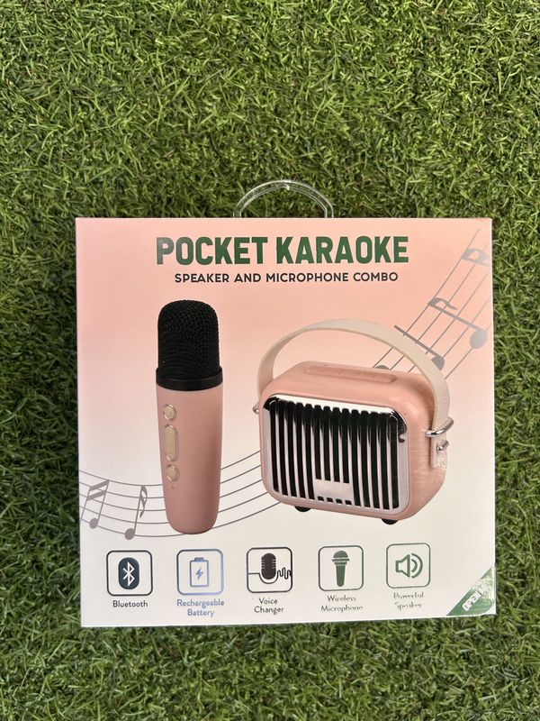 Pocket Karaoke Speaker &amp; Mic Combo-Pink