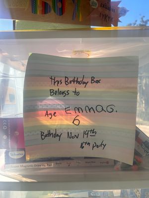 Emma G. Birthday Box (Age 6, Nov 14th)