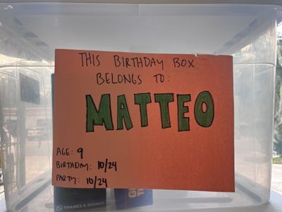 Matteo's Birthday Box (Age 9, Birthday 10/24)