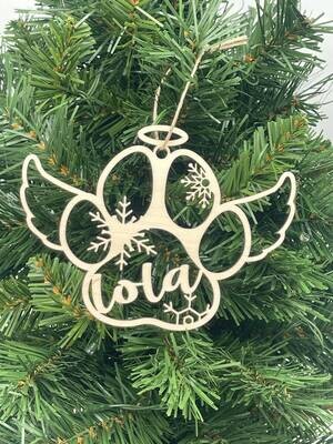 Paw Print and Angel Wings Ornament