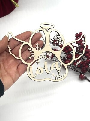 Paw Print and Angel Wings Ornament