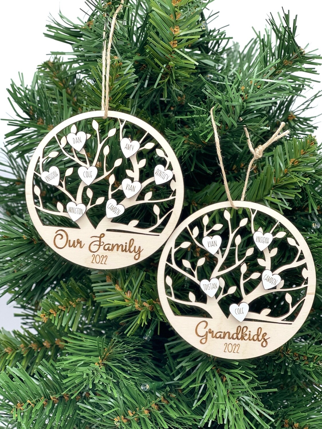 Family Tree Heart Names Christmas Ornament