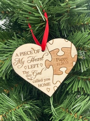 Piece of My Heart Puzzle Remembrance Ornament