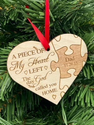 Piece of My Heart Puzzle Remembrance Ornament