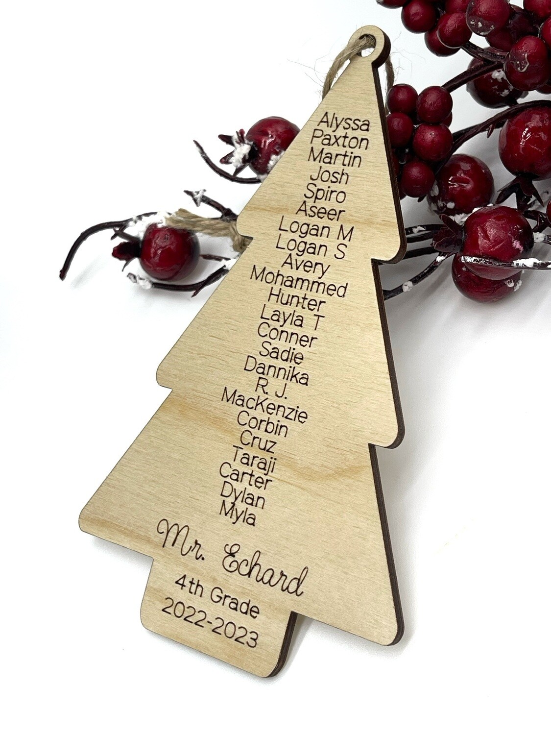 Class Names Christmas Ornament
