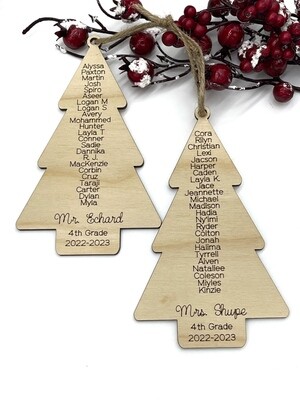 Class Names Christmas Ornament