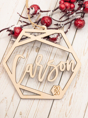 Geometric Name Christmas Ornament