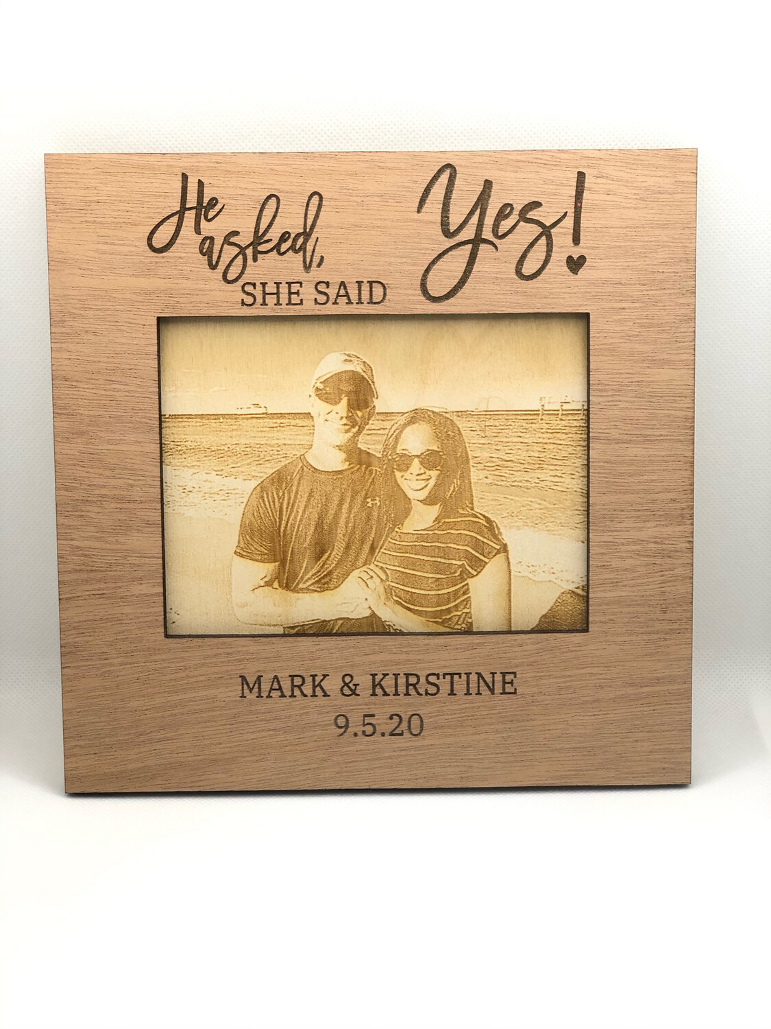 He Asked, She Said Yes Engraved Photo