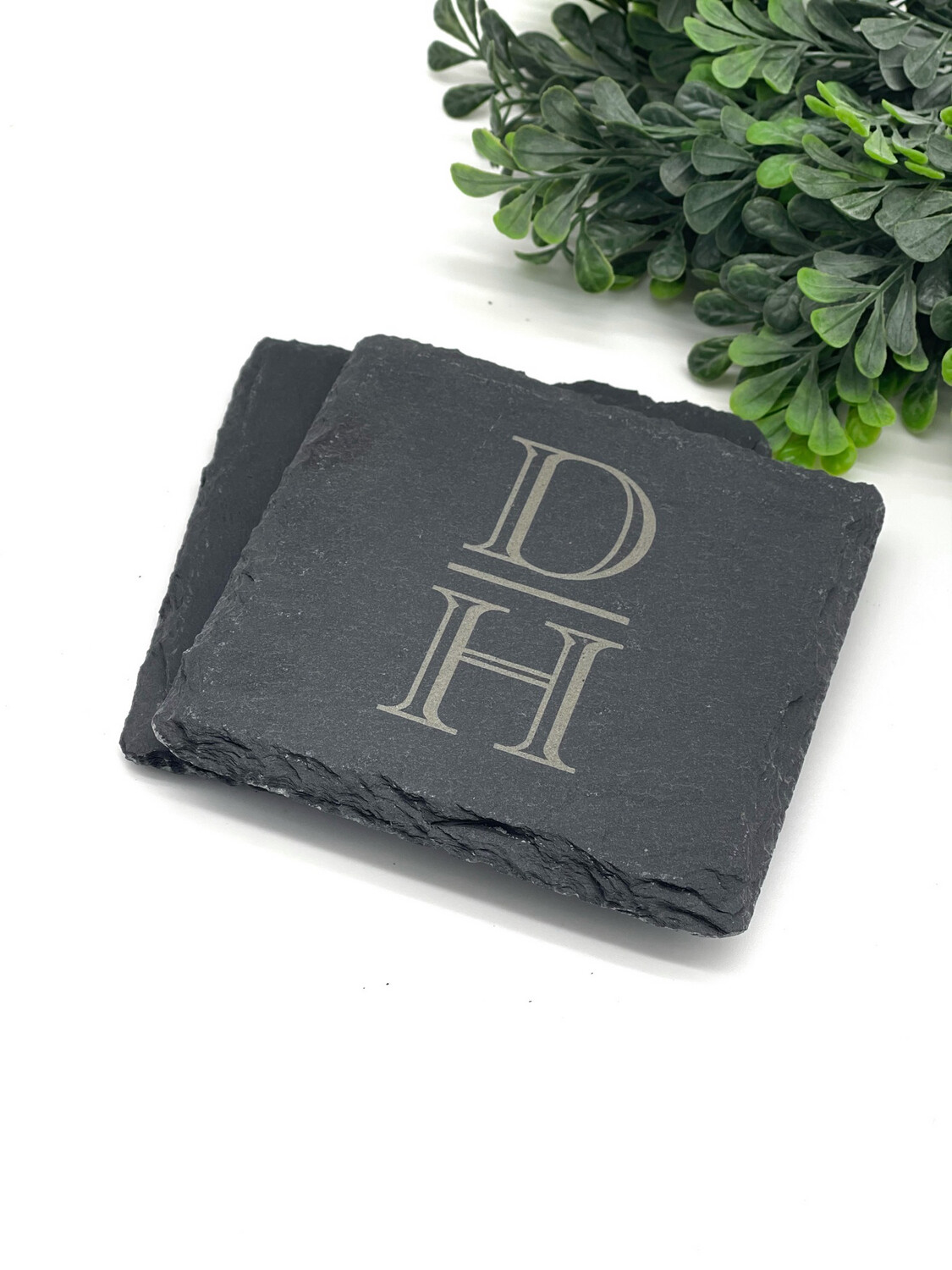 Slate Coasters - Stacked Monogram 