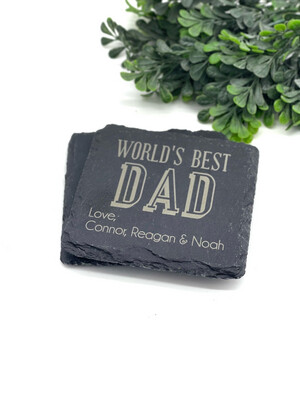 Slate Coasters - World’s Best Dad 