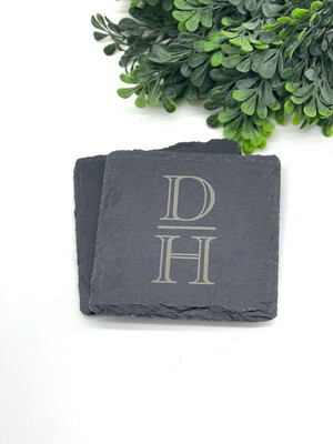 Slate Coasters - Stacked Monogram 