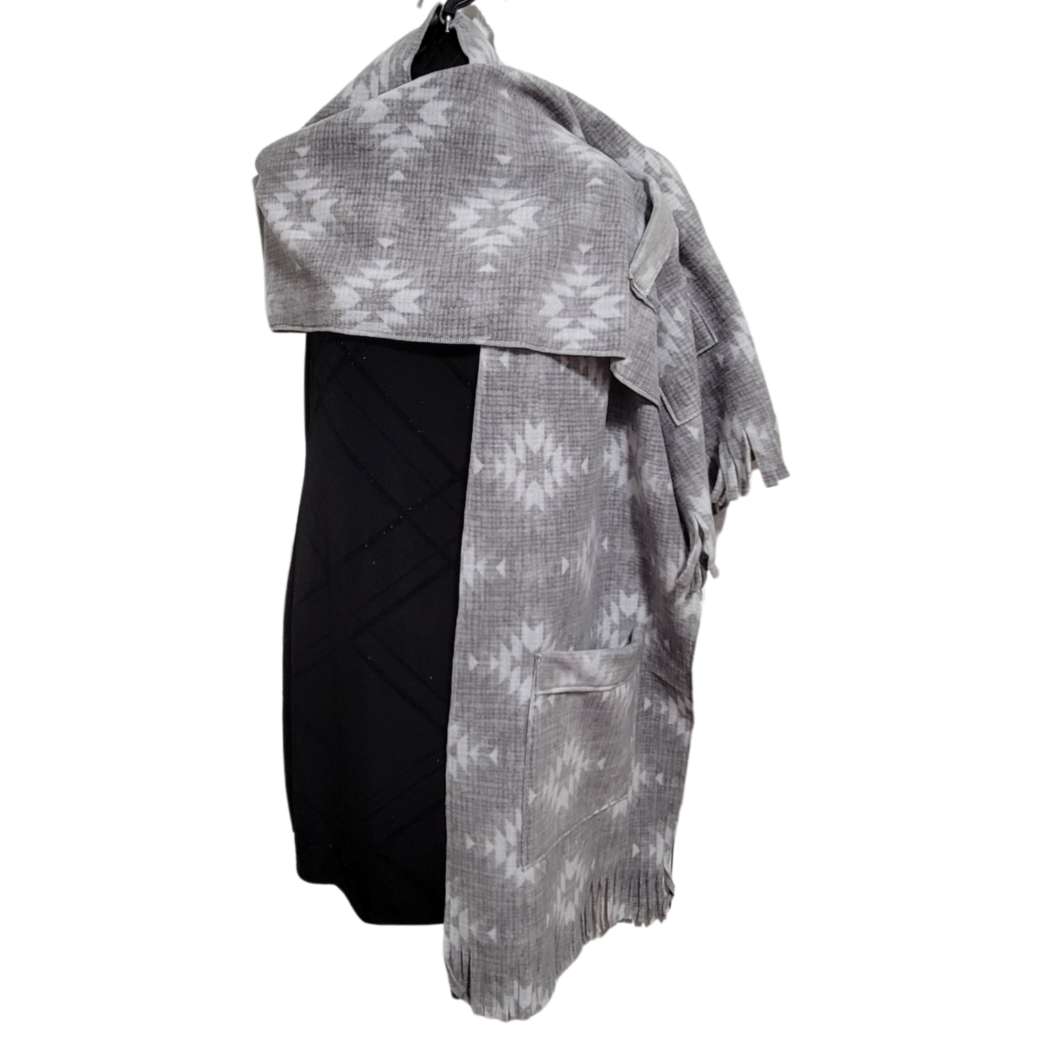 Gray Plaid Luxe Fleece Wrap